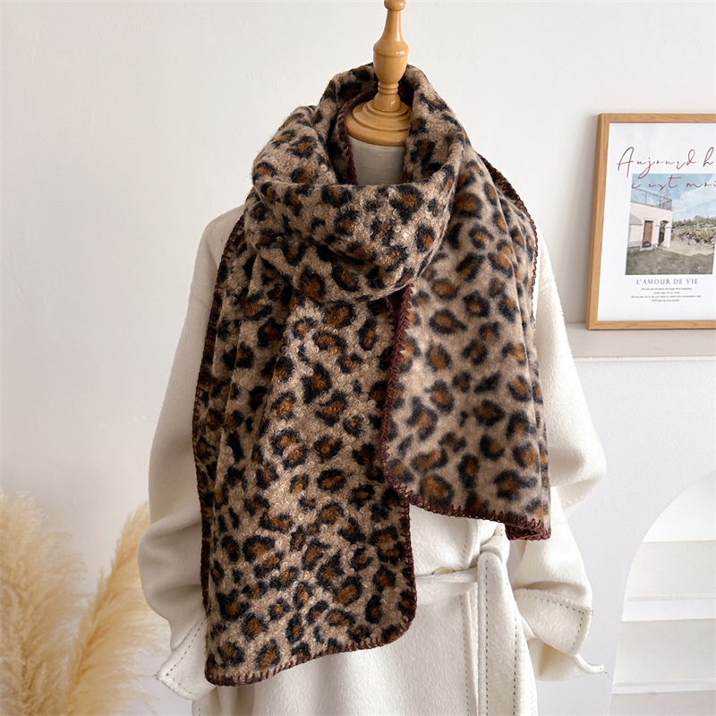 Woven Scarf Blanket - 가을 겨울 레오파드 스카프 여성 럭셔리