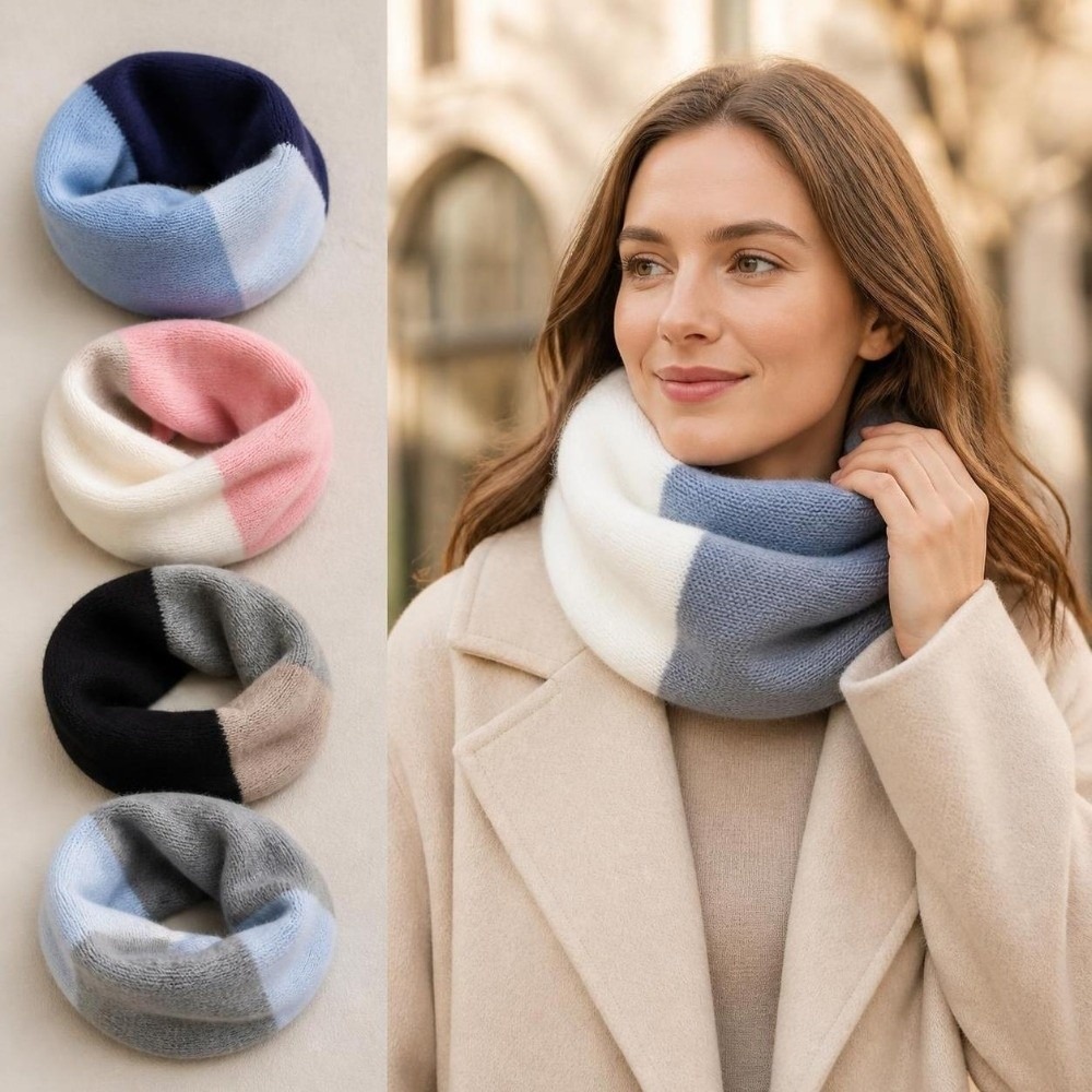 Infinity Scarf Knit - 부드러운 배색 무한대 스카프 니트 방풍
