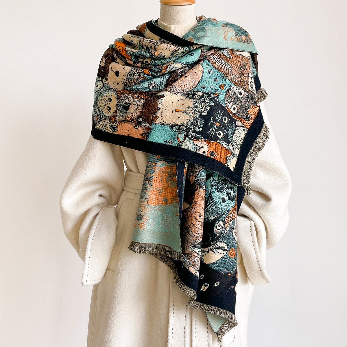 여성용 인조 캐시미어 스카프 두꺼운 따뜻한 숄 가을 프 - Woven Scarf Blanket 리뷰 및 가격
