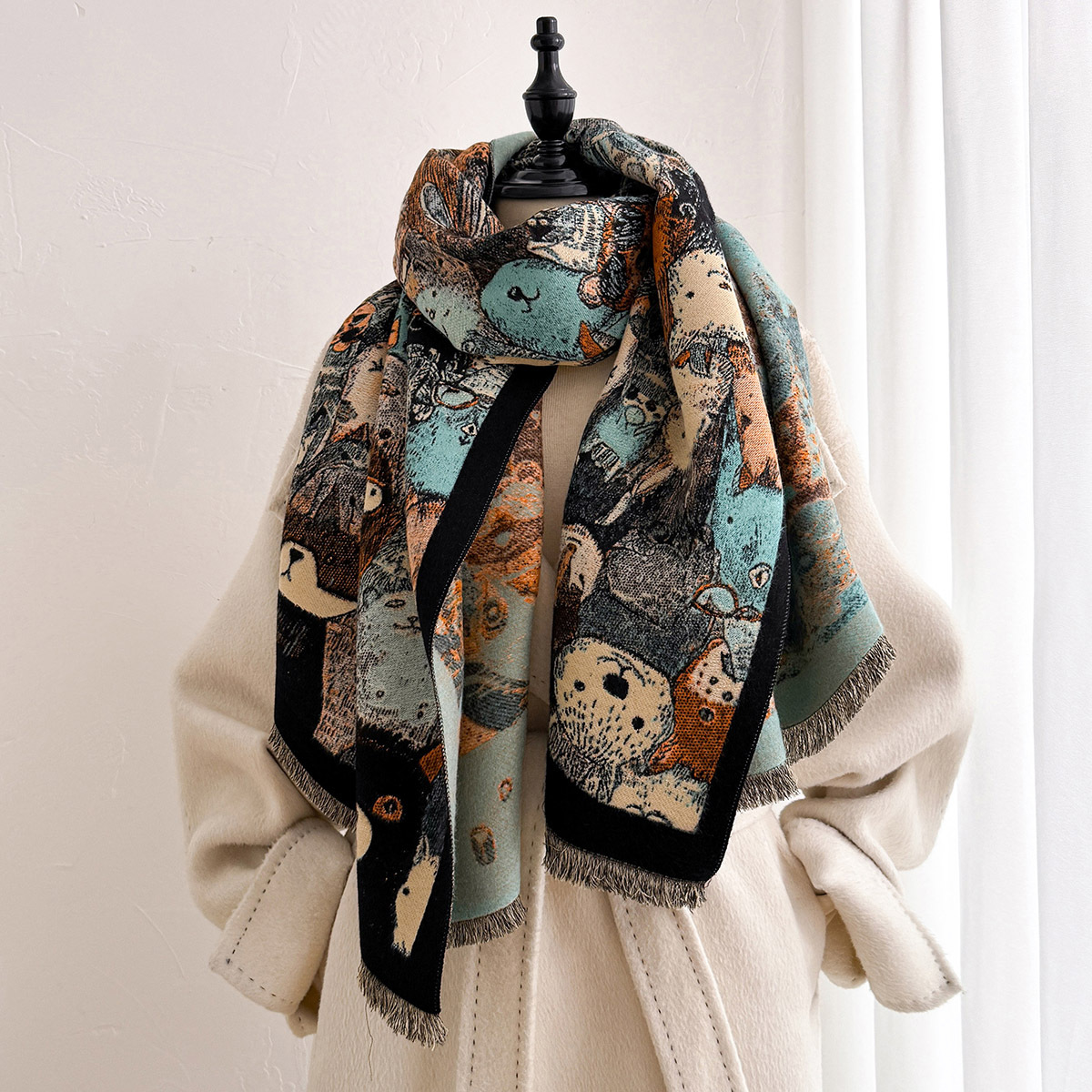 여성용 인조 캐시미어 스카프 두꺼운 따뜻한 숄 가을 프 - Woven Scarf Blanket 리뷰 및 가격