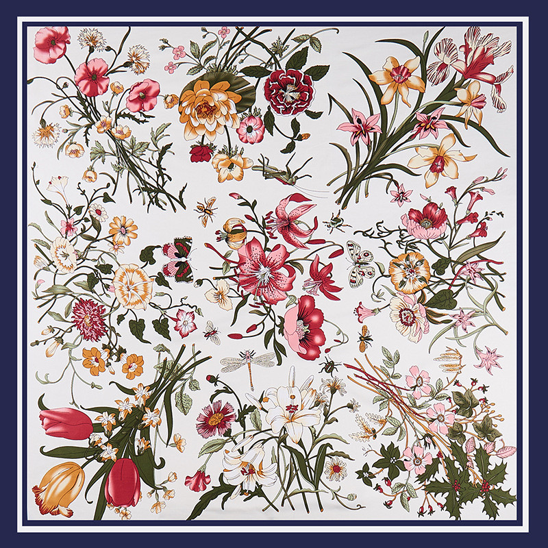 POBING 능 직물 실크 스카프 여성 꽃 인쇄 스퀘어 - Scarf Silk Square 리뷰 및 가격