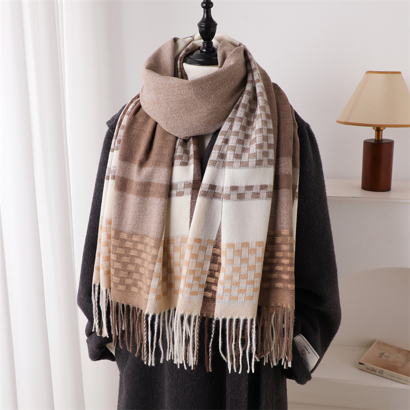 럭셔리 브랜드 캐시미어 여성 격자 무늬 스카프 겨울 따 - Woven Scarf Blanket 리뷰 및 가격