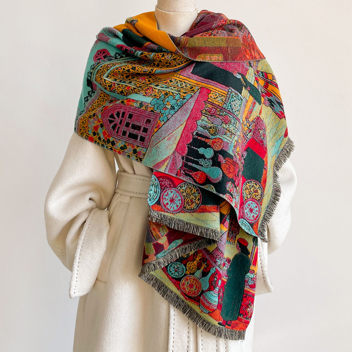 여성용 인조 캐시미어 스카프 양면 스카프 숄 겨울용 두 - Woven Scarf Blanket 리뷰 및 가격